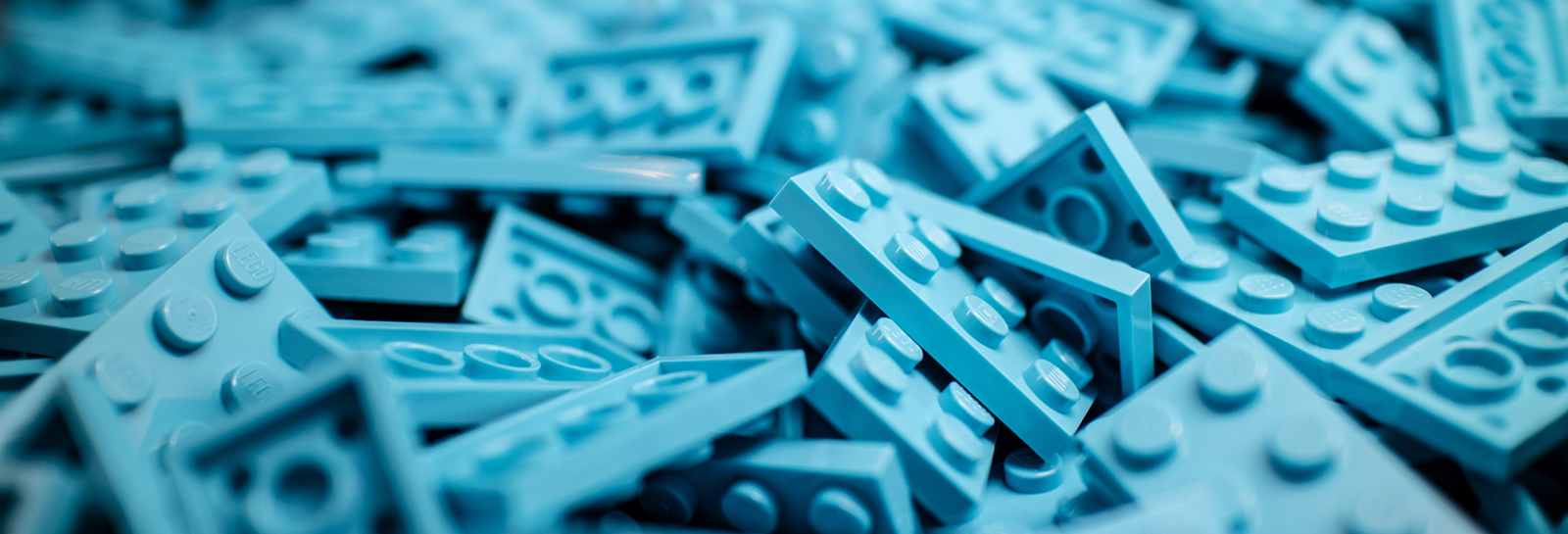 blue legos in a pile