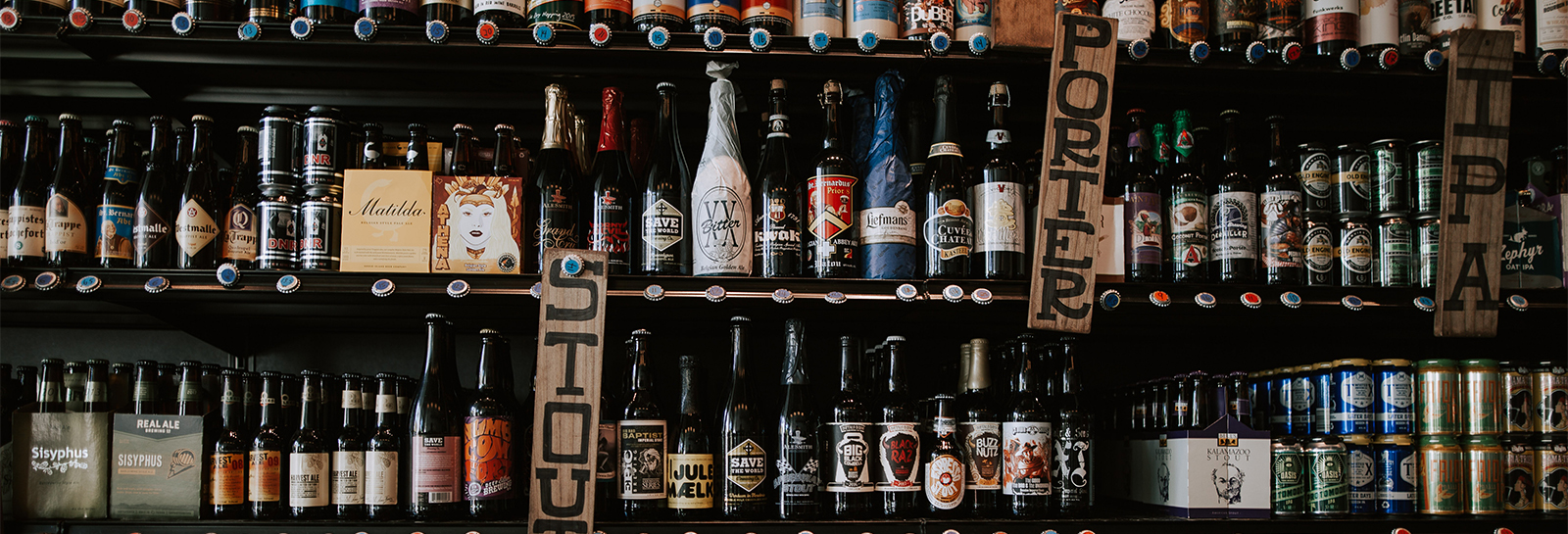 craft beer behind a bar